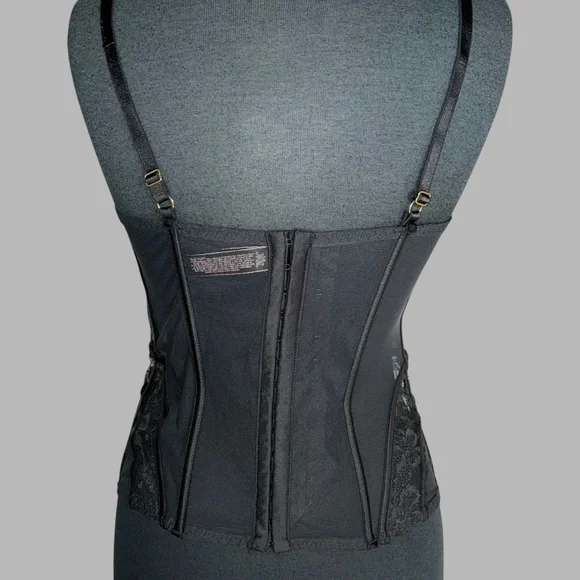 Victoria's Secret Lined Mesh CorsetTop 38D Black Cream Women